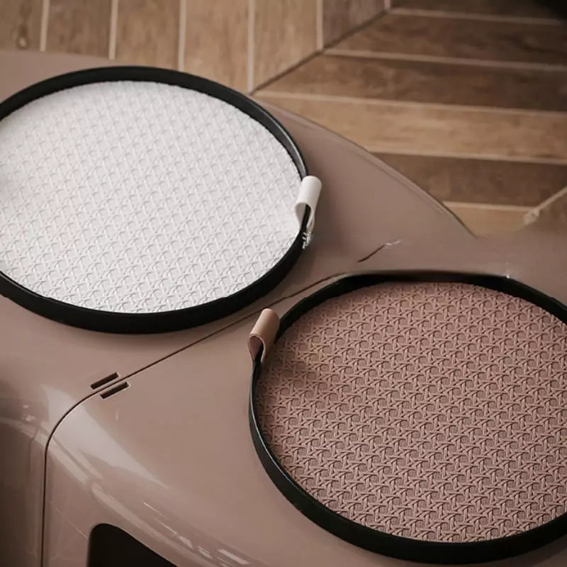 Round Decorative Tray for Bathroom/Living Room with Handle
