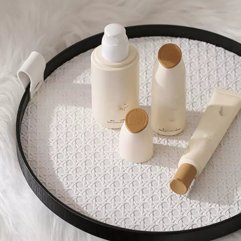Round Decorative Tray for Bathroom/Living Room with Handle