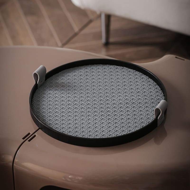Round Decorative Tray for Bathroom/Living Room with Handle