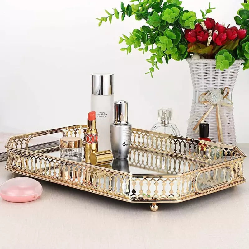 Rectangular Decorative Tray for Bathroom/Living Room with Mirror