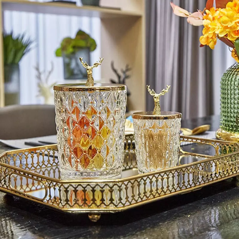 Rectangular Decorative Tray for Bathroom/Living Room with Mirror