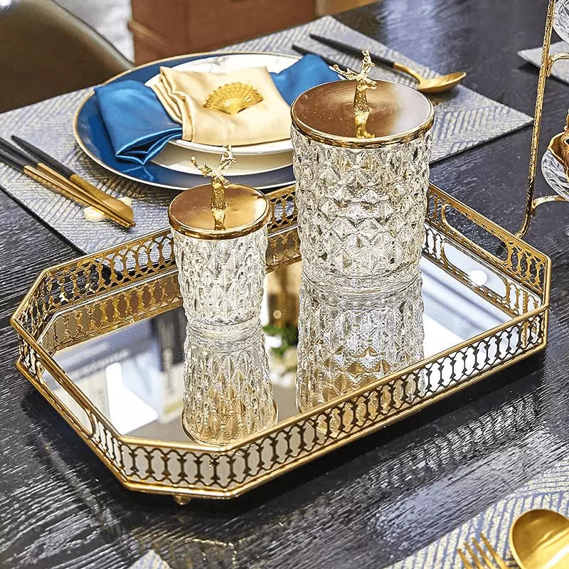 Rectangular Decorative Tray for Bathroom/Living Room with Mirror