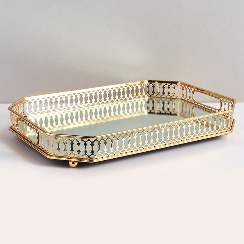 Rectangular Decorative Tray for Bathroom/Living Room with Mirror