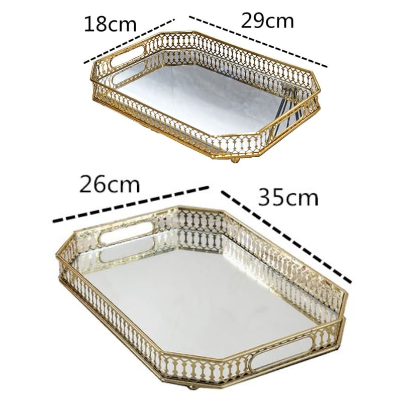 Rectangular Decorative Tray for Bathroom/Living Room with Mirror