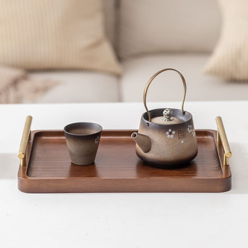 Rectangular Wooden Decorative Tray with Handle