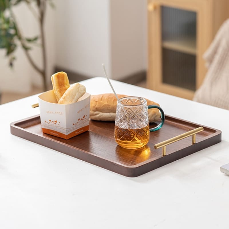 Rectangular Wooden Decorative Tray with Handle