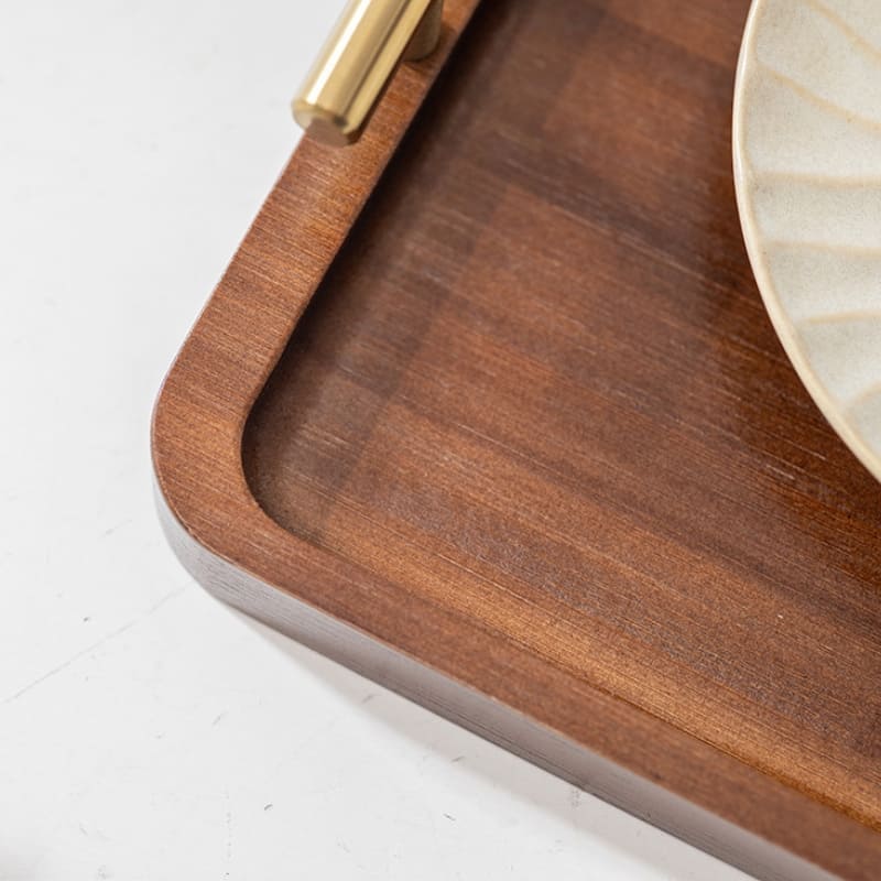 Rectangular Wooden Decorative Tray with Handle