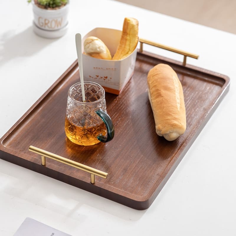 Rectangular Wooden Decorative Tray with Handle