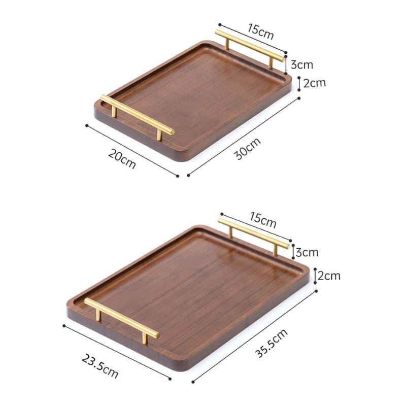 Rectangular Wooden Decorative Tray with Handle
