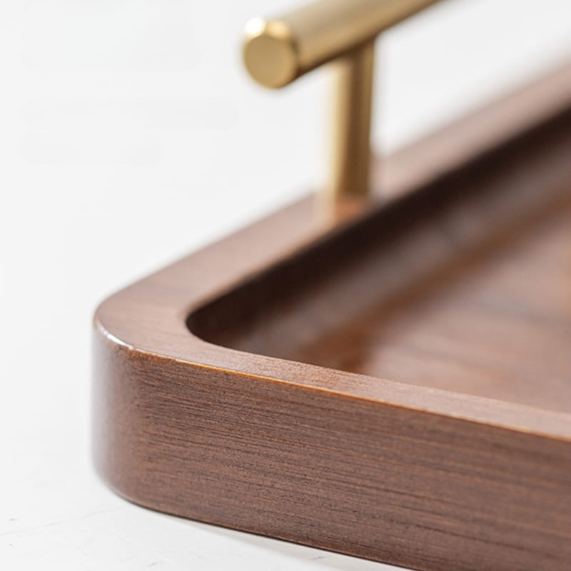 Rectangular Wooden Decorative Tray with Handle
