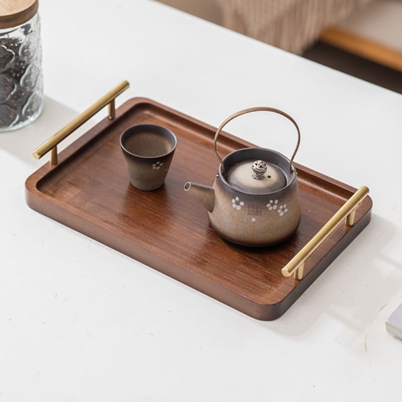 Rectangular Wooden Decorative Tray with Handle
