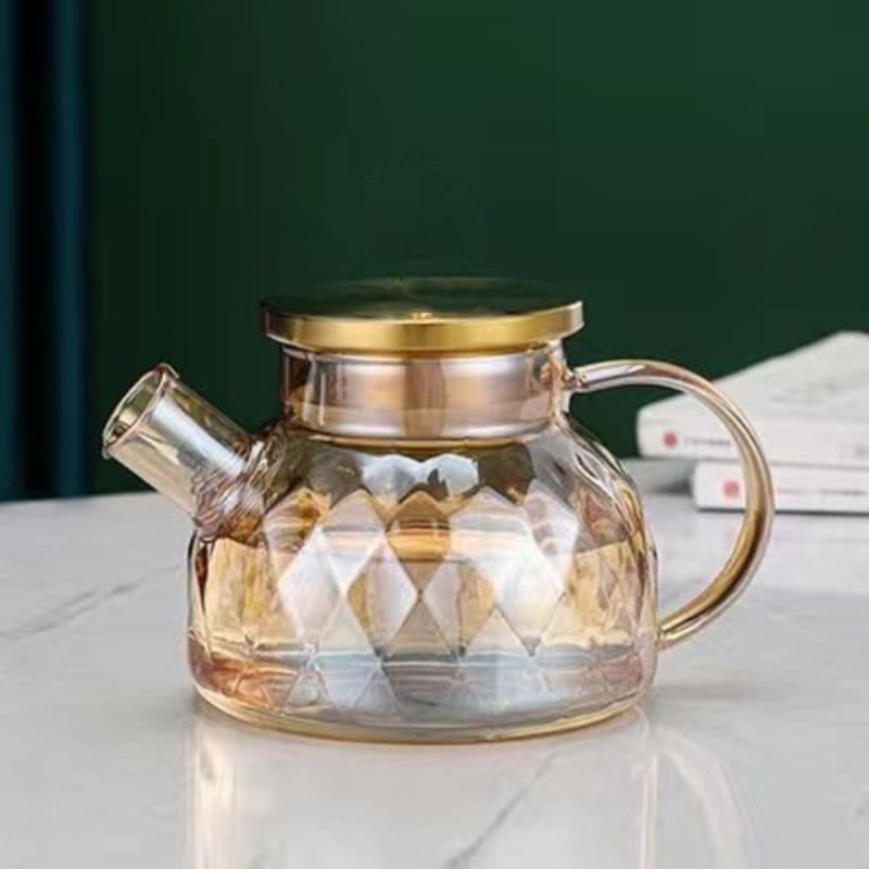 Borosilicate Glass Kettle with Stainless Steel Lid Diamond Polished