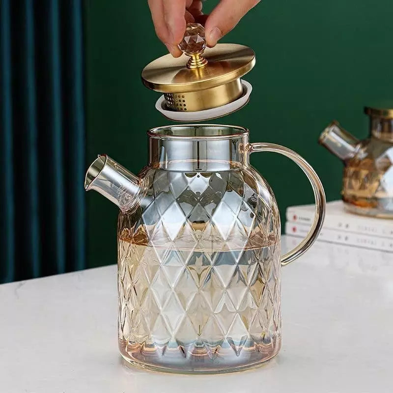 Borosilicate Glass Kettle with Stainless Steel Lid Diamond Polished