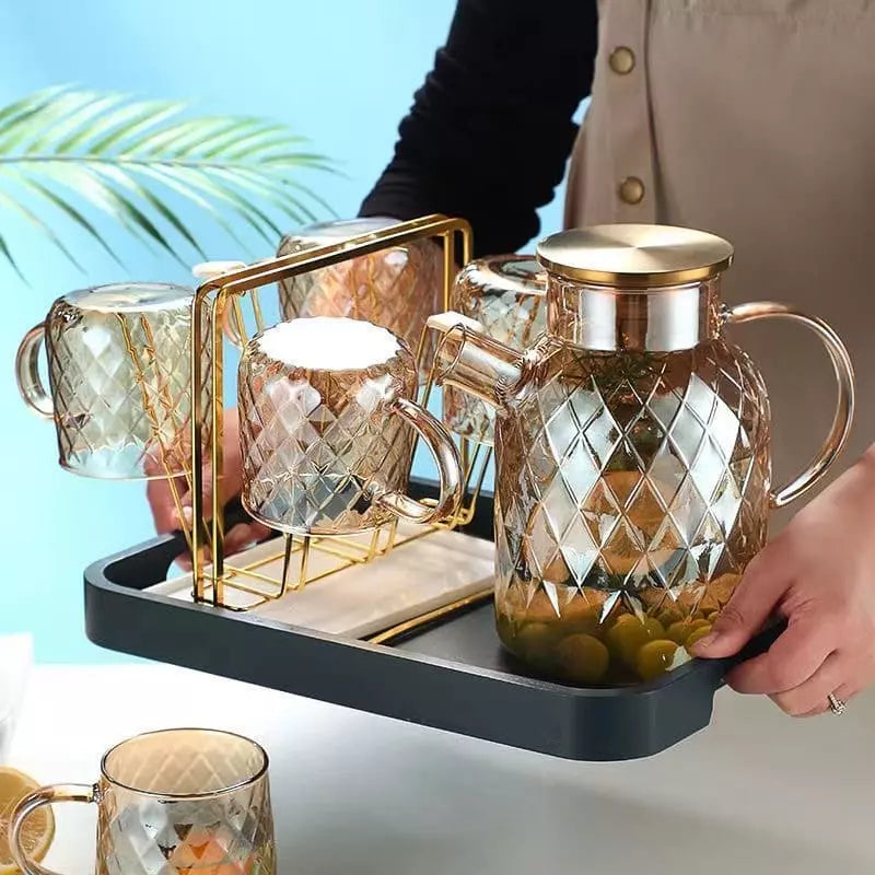 Borosilicate Glass Kettle with Stainless Steel Lid Diamond Polished