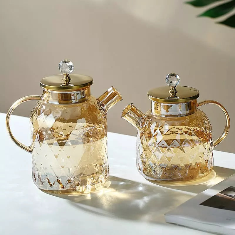 Borosilicate Glass Kettle with Stainless Steel Lid Diamond Polished