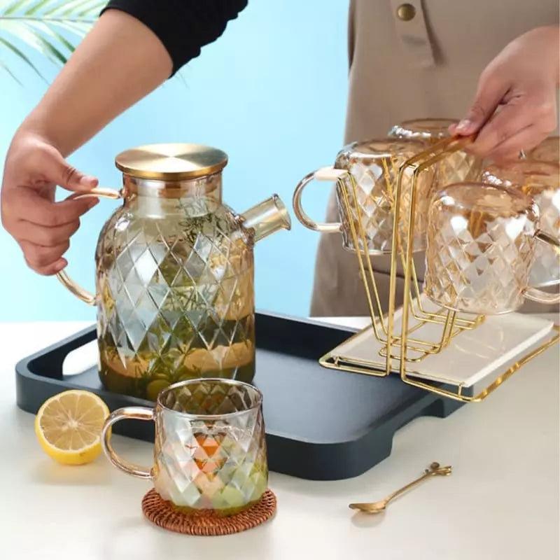 Borosilicate Glass Kettle with Stainless Steel Lid Diamond Polished