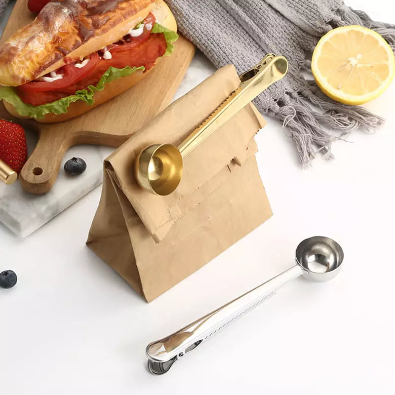 Stainless Steel Coffee Spoon with Clamp and Packaging Clip