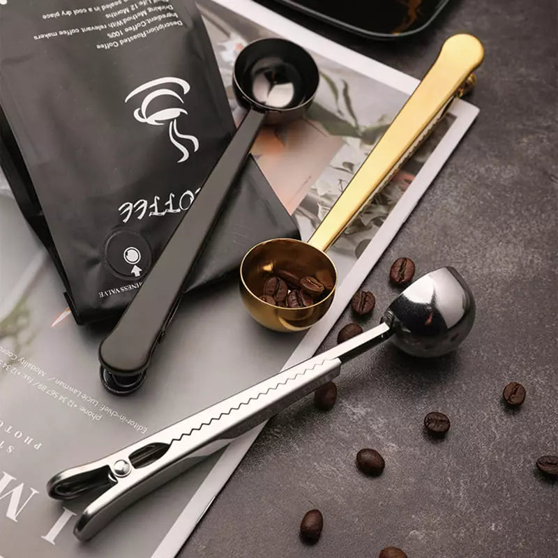 Stainless Steel Coffee Spoon with Clamp and Packaging Clip