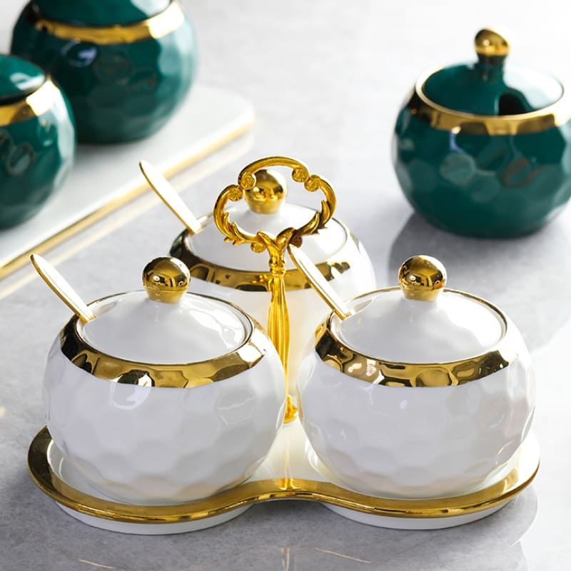 Ceramic Container Set Sugar and Salt Shaker Kit