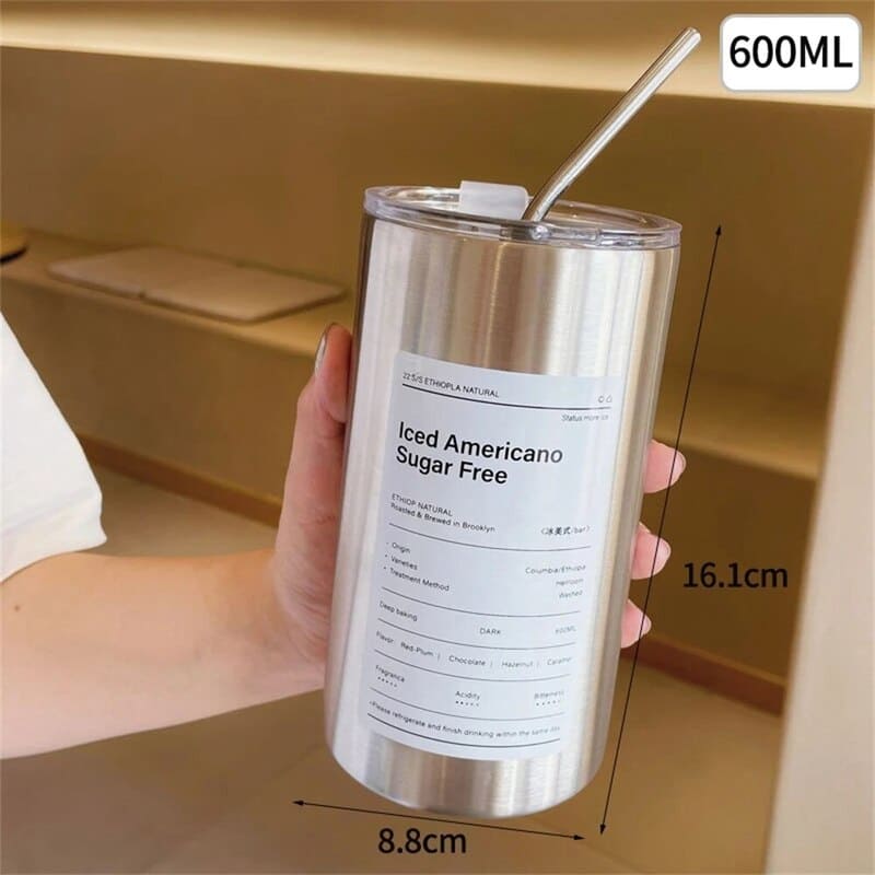 Polished Steel Coffee Thermal Mug with Leak-Proof Lid