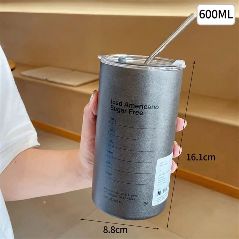 Polished Steel Coffee Thermal Mug with Leak-Proof Lid