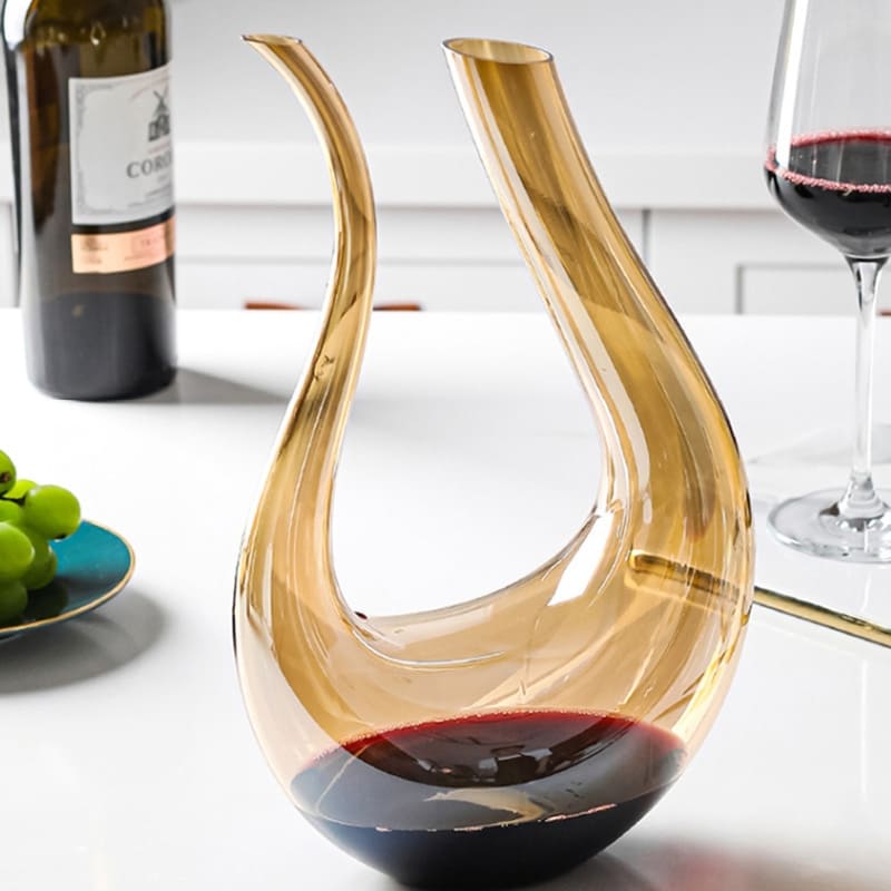 Wine Decanter Glass Swan Container Amber