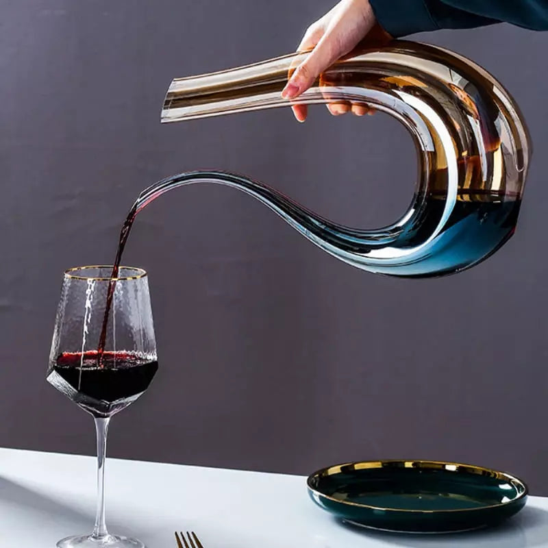 Wine Decanter Glass Swan Container Amber