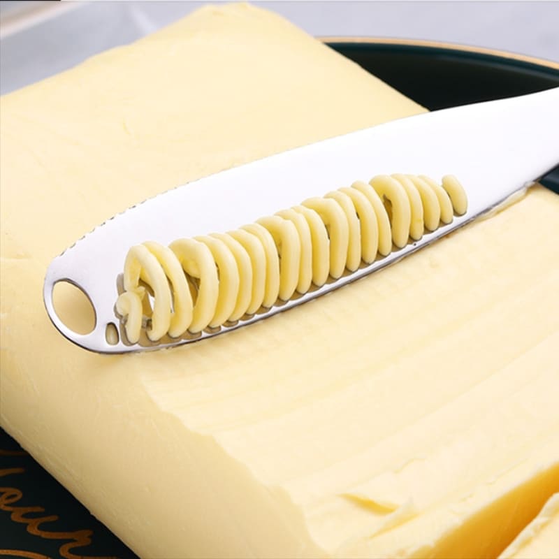 Polished Stainless Steel Butter Spatula with Serrated Knife