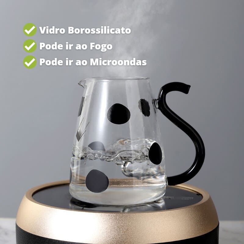 Borosilicate Glass Jar with Cow Design Cup