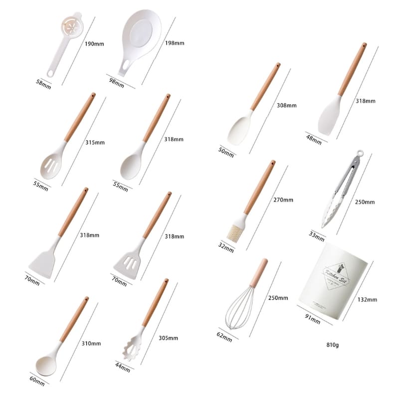 14-Piece Silicone Kitchen Utensil Kit with Organizer