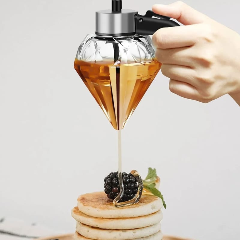 Glass Honey Jar with Lid and Honey Dispenser with Polyresin Base