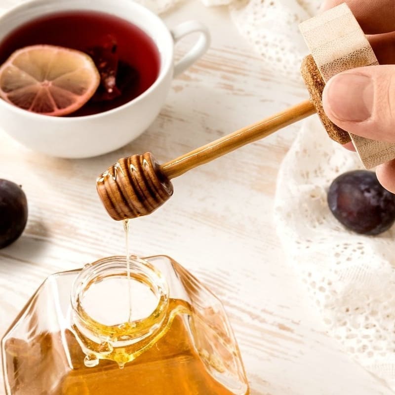 Glass Honey Jar with Wooden Lid and Spoon