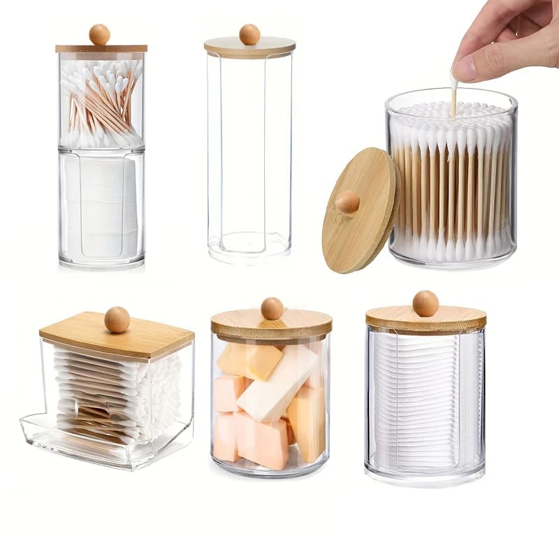 Acrylic Cotton and Cotton Swab Organizer Kit
