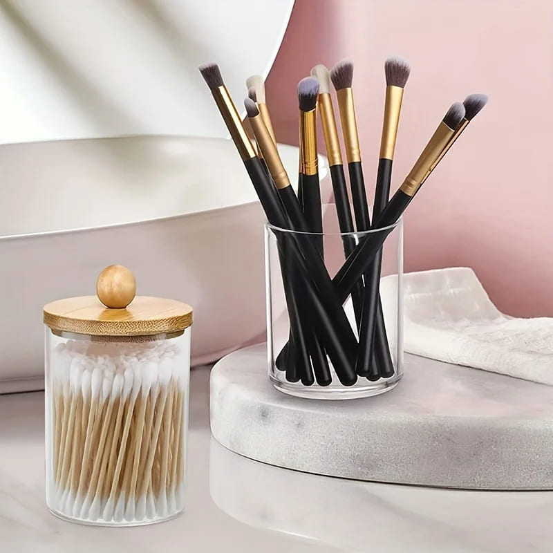 Acrylic Cotton and Cotton Swab Organizer Kit
