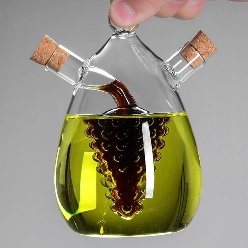 Glass Oil and Vinegar Bottle with Cork 2-in-1