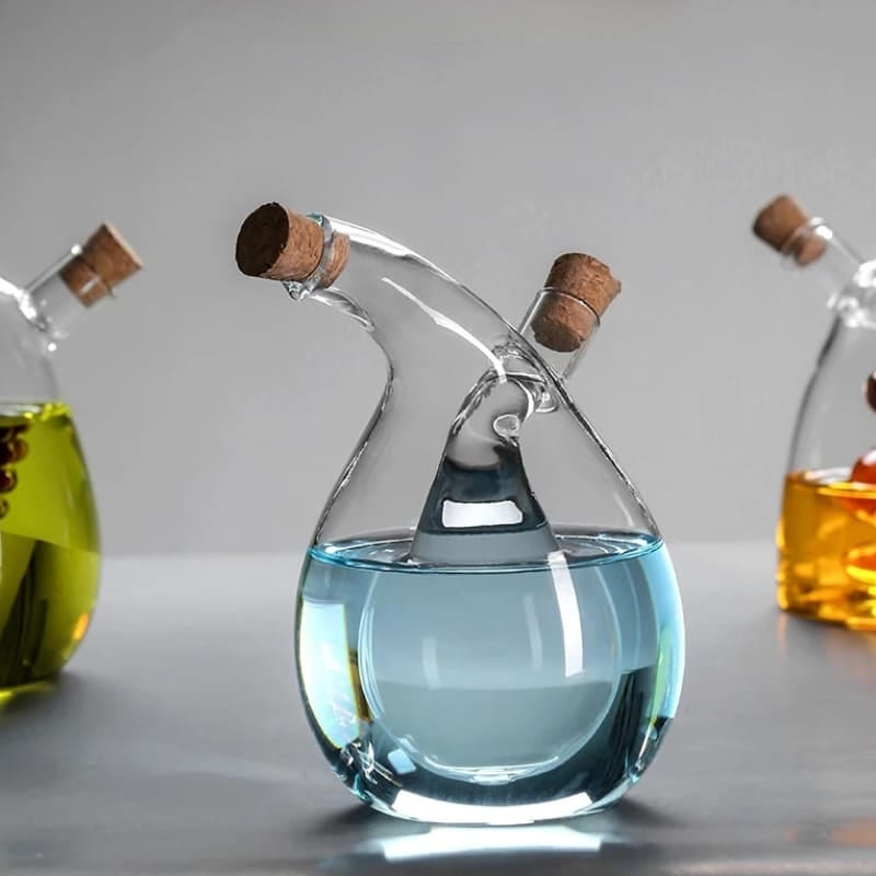 Glass Oil and Vinegar Bottle with Cork 2-in-1