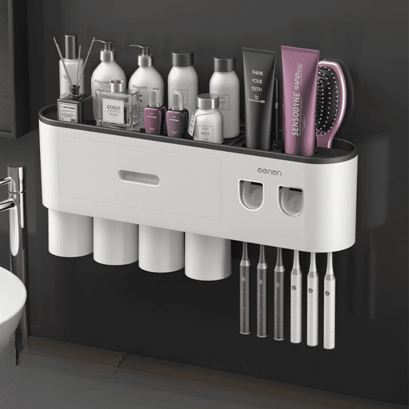Toothbrush Holder Dispenser with Drawer and Cups