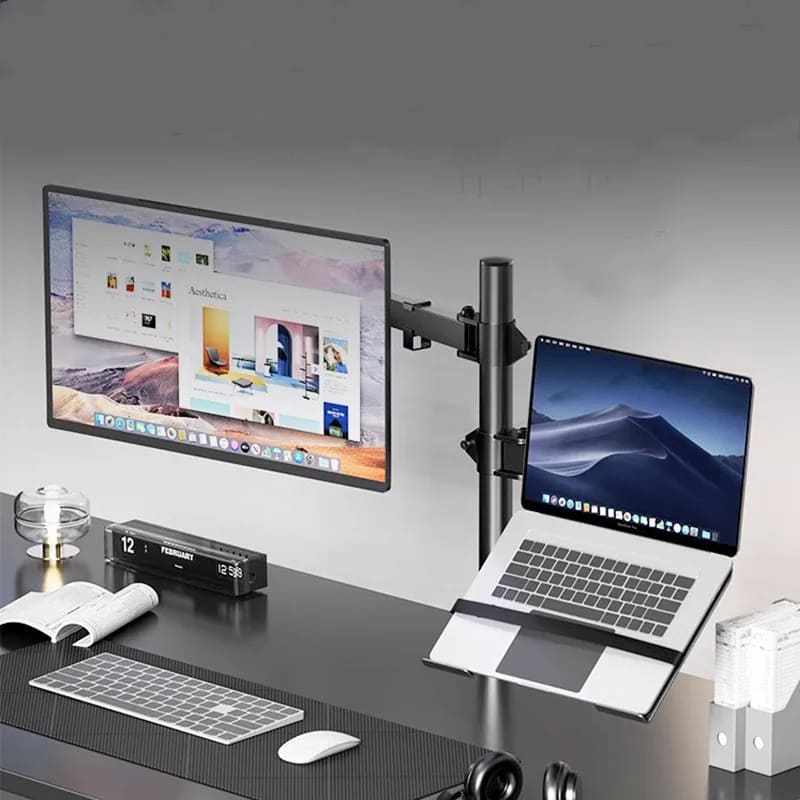 Articulating Monitor and Notebook Stand for Desk
