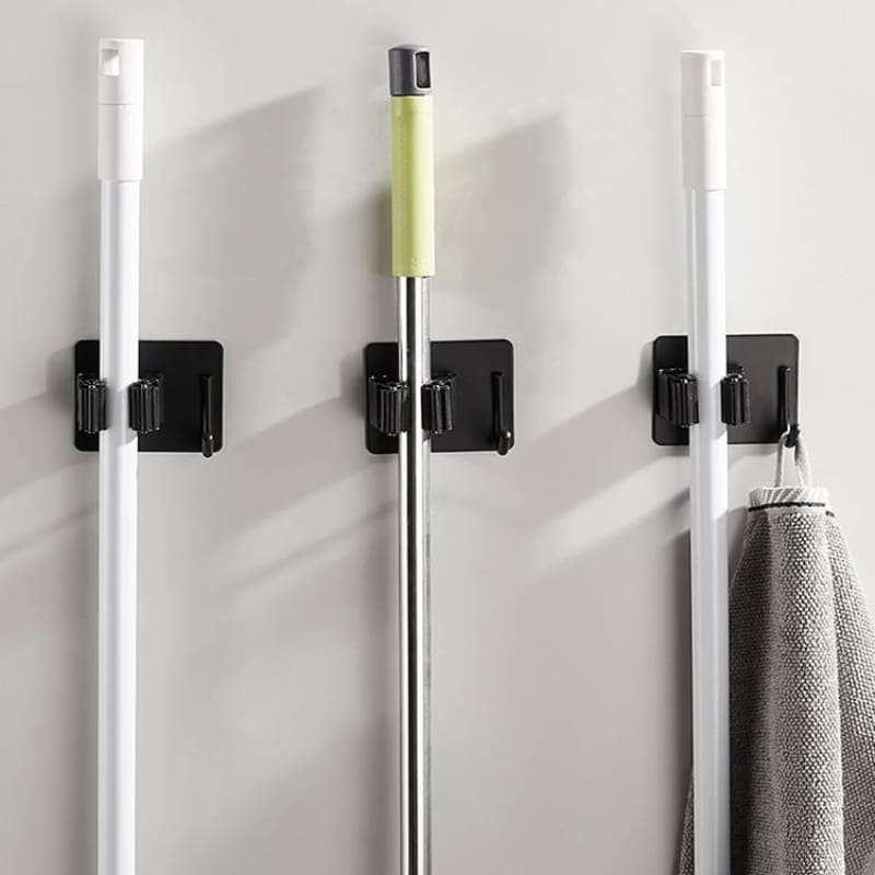 Wall-Mounted Adhesive Broom Holder