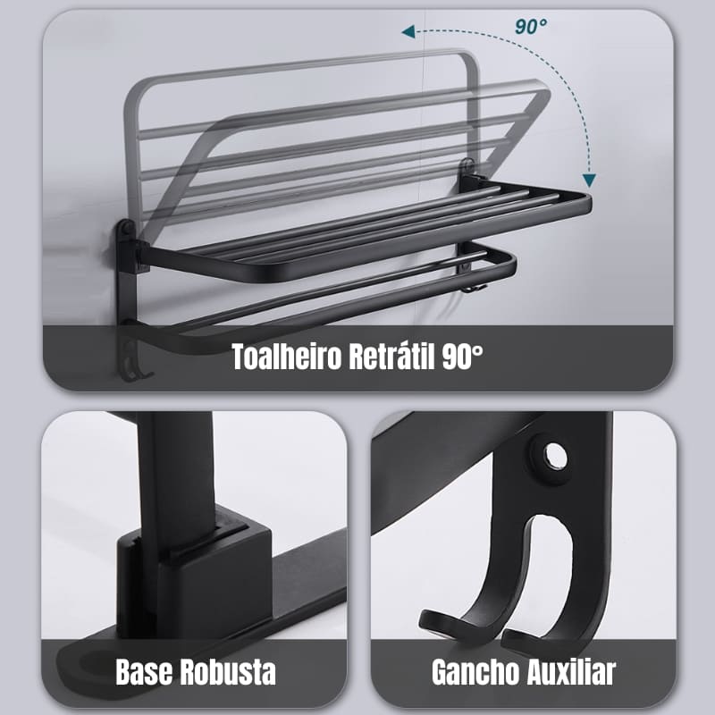Double Retractable Aluminum Bathroom Towel Holder