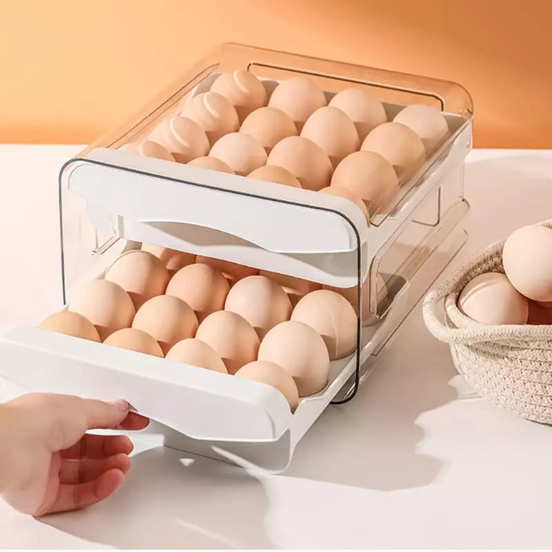 Refrigerator Organizer with Drawers and Egg Tray