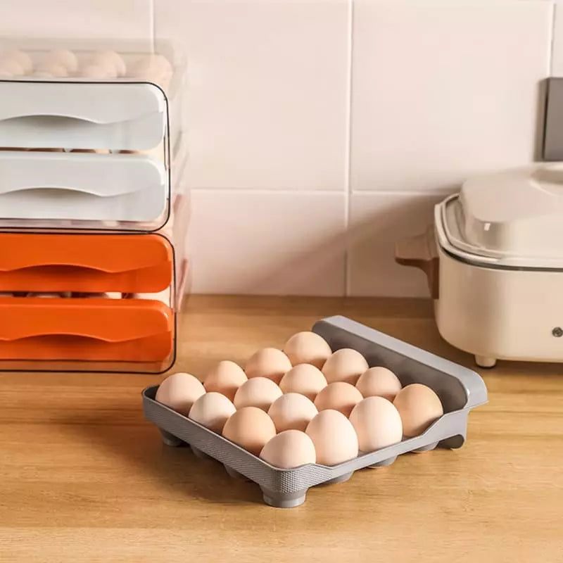 Refrigerator Organizer with Drawers and Egg Tray