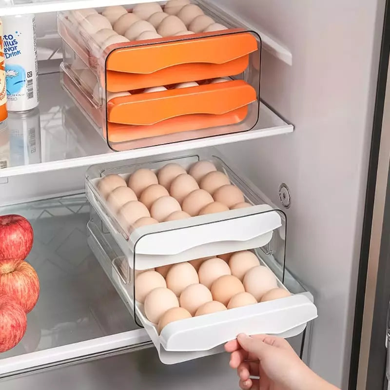 Refrigerator Organizer with Drawers and Egg Tray