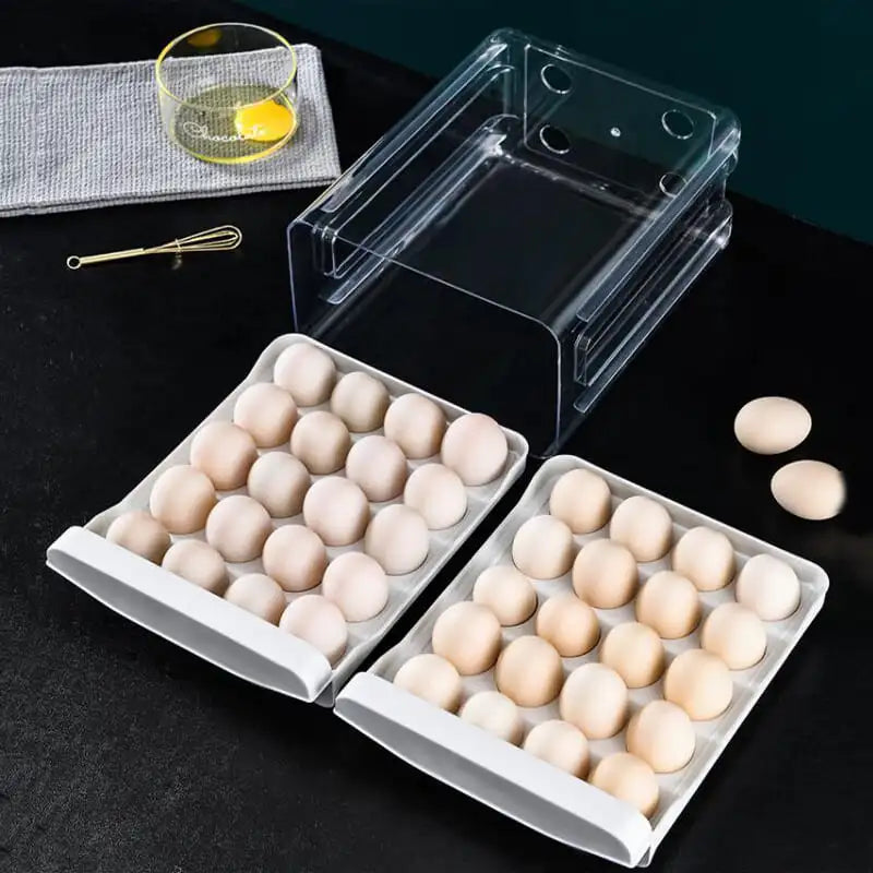 Refrigerator Organizer with Drawers and Egg Tray