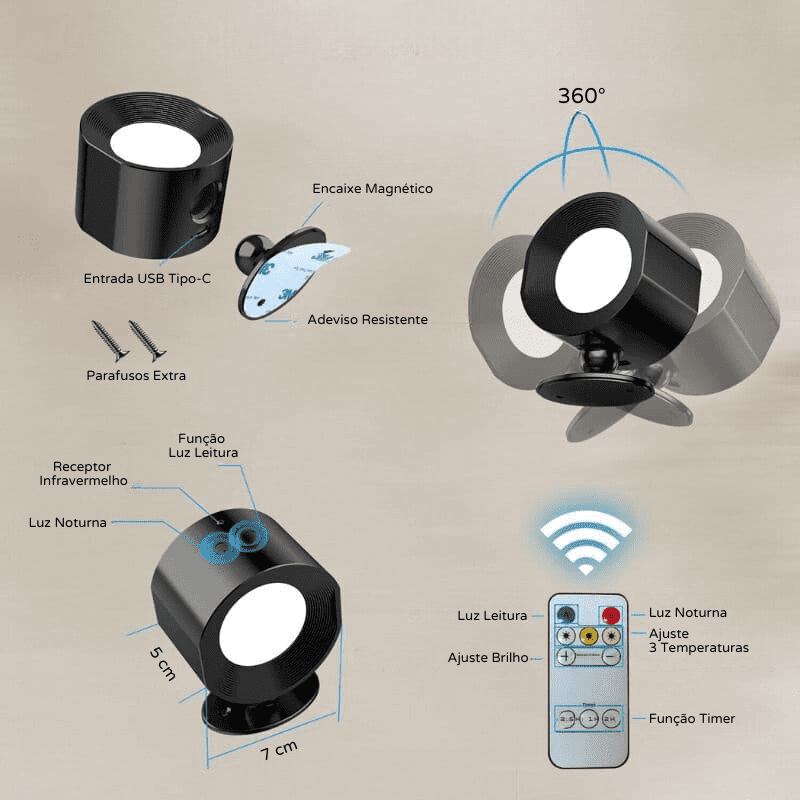 Wireless Indoor LED Bifocal Wall Sconce