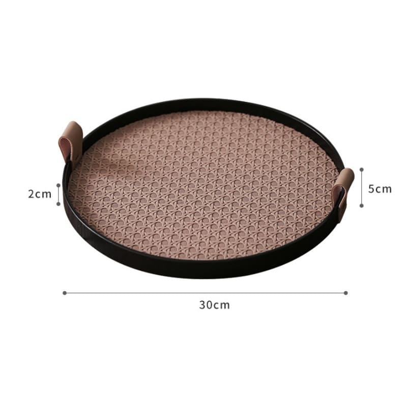 Round Decorative Tray for Bathroom/Living Room with Handle