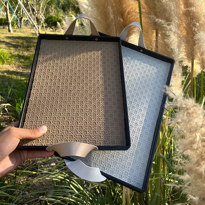 Rectangular Decorative Tray for Bathroom/Living Room with Handle