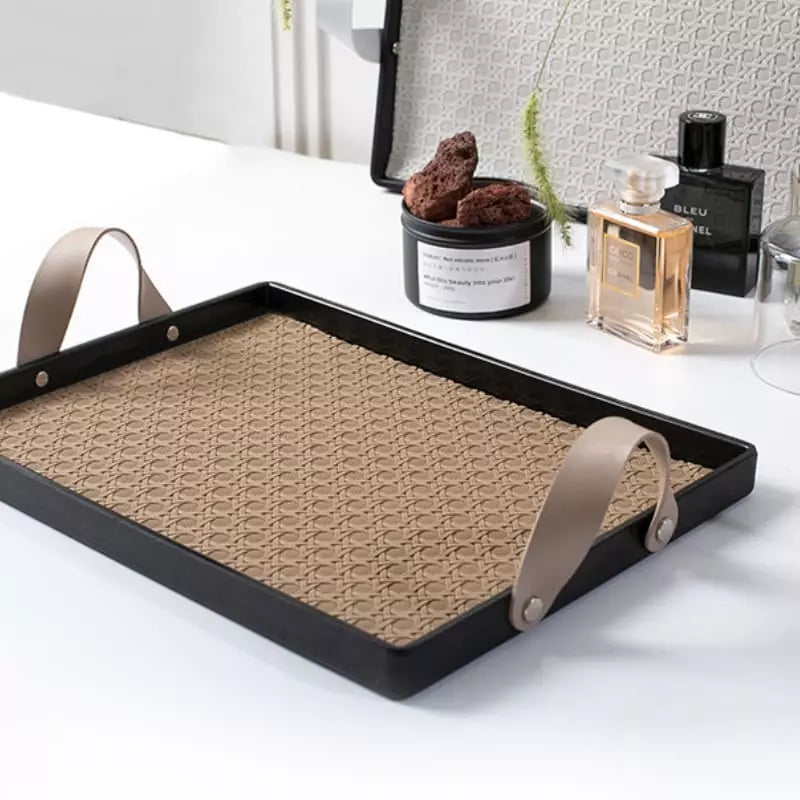 Rectangular Decorative Tray for Bathroom/Living Room with Handle