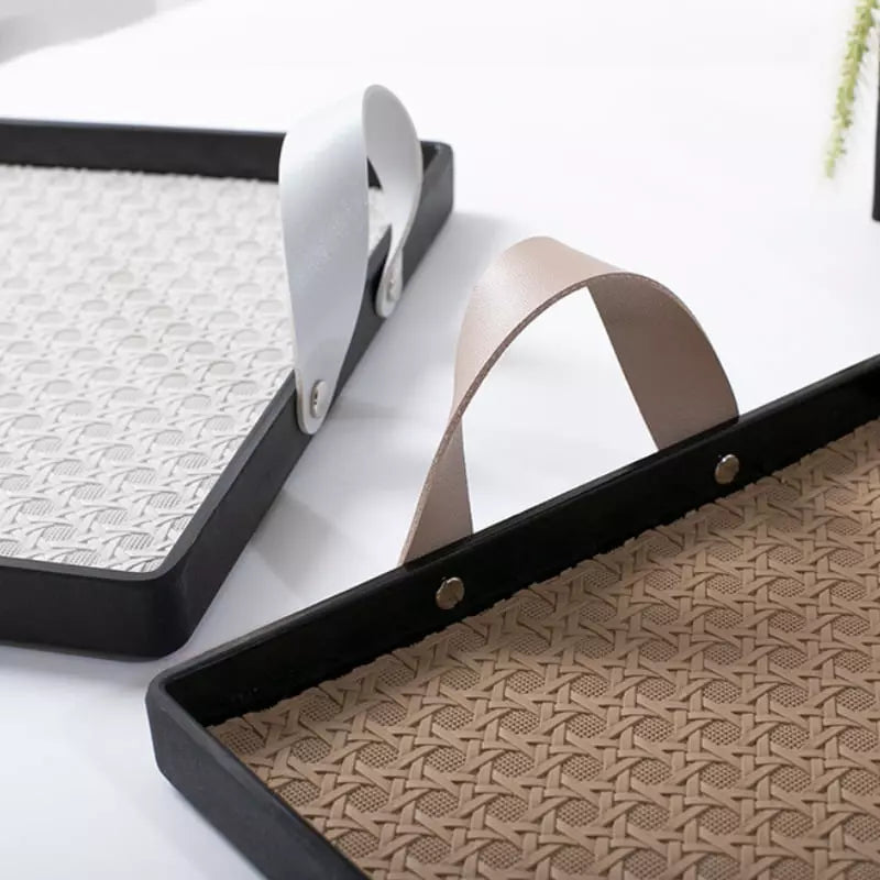 Rectangular Decorative Tray for Bathroom/Living Room with Handle