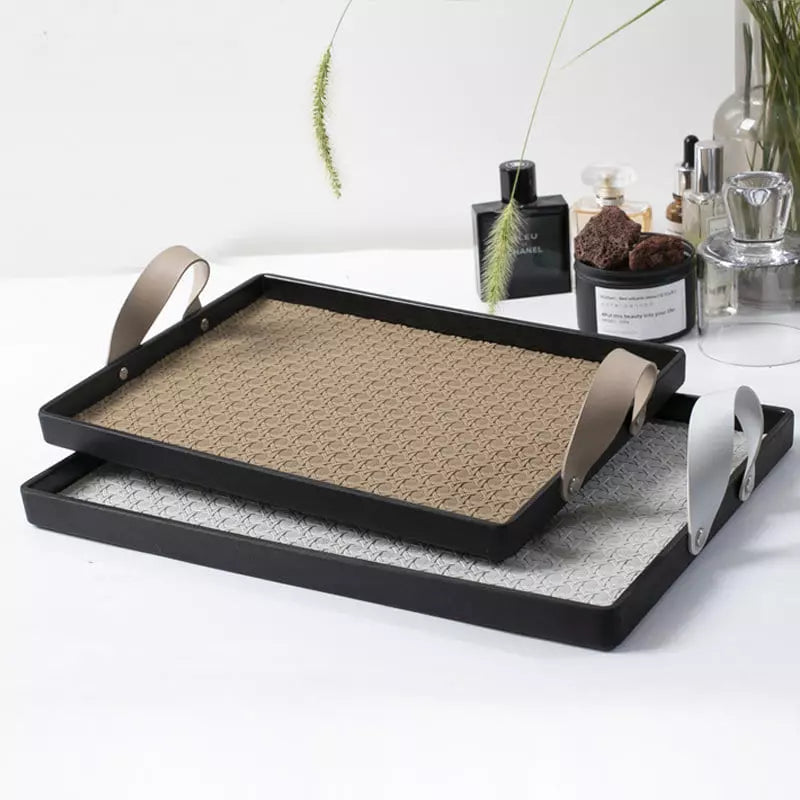 Rectangular Decorative Tray for Bathroom/Living Room with Handle
